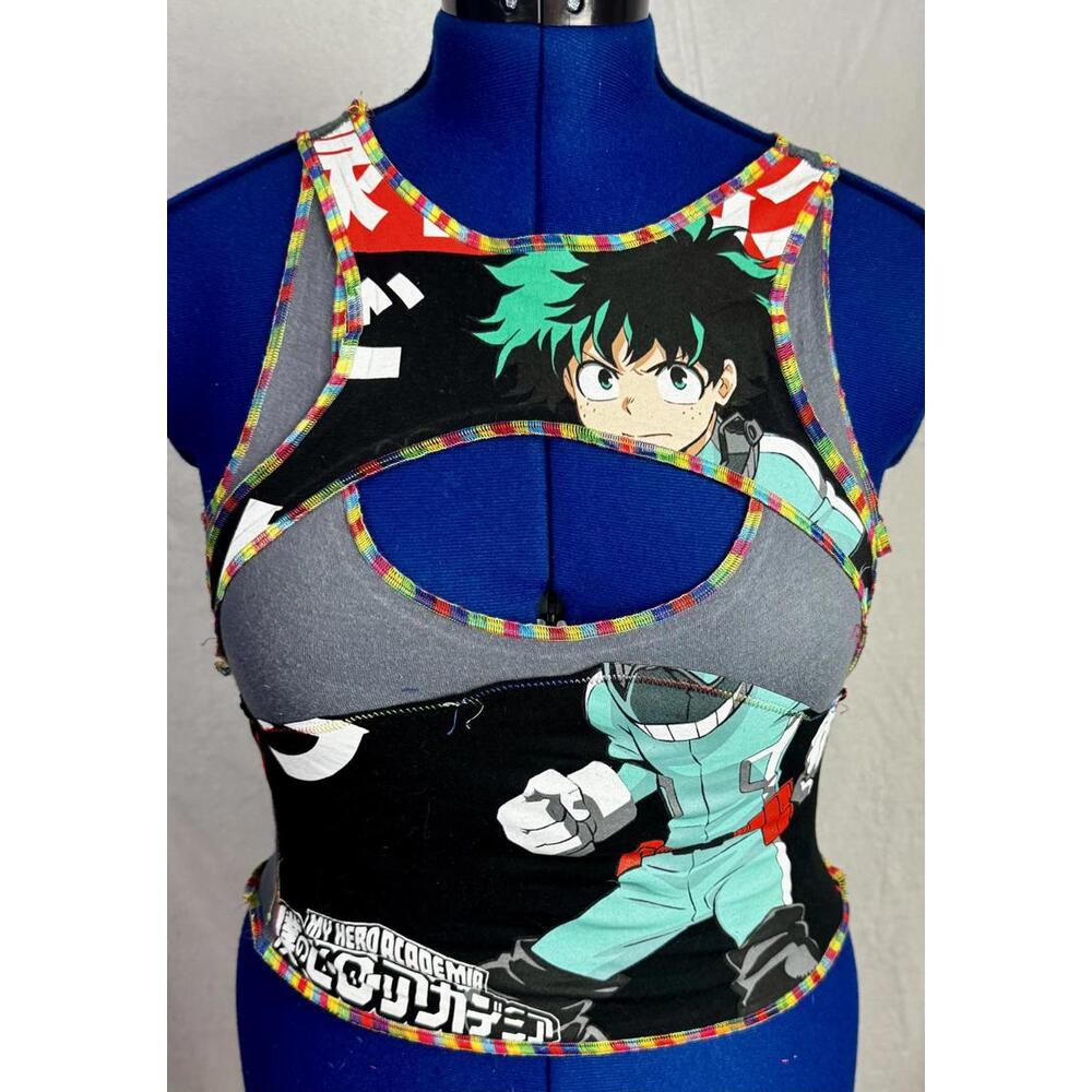 my hero academia cut out tank anime tee alt nerd streetwear top ti_the_artiste